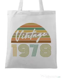 Sacosa din panza Vintage 1978 Alb