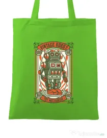 Sacosa din panza Vintage Robot Verde mar