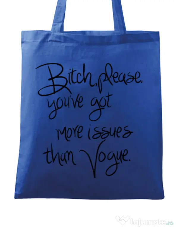 Sacosa din panza Vogue issues Albastru regal