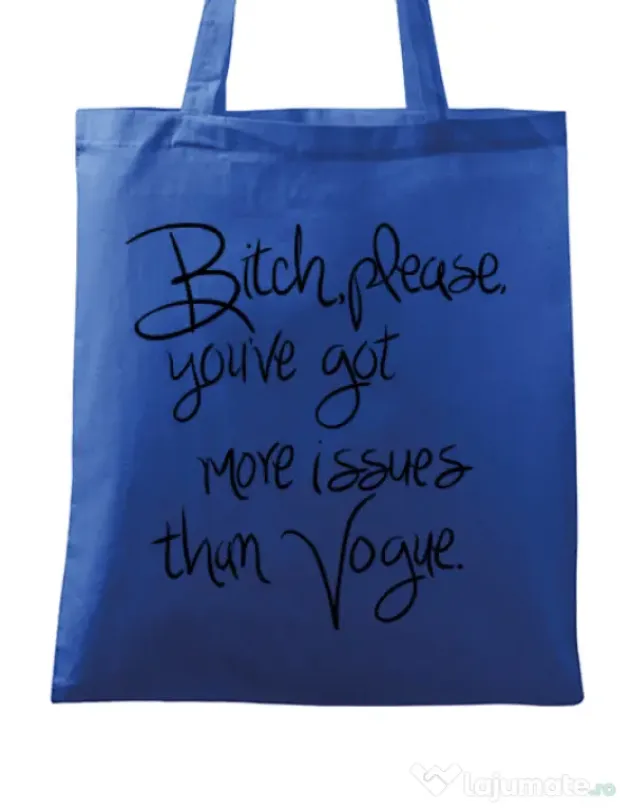 Sacosa din panza Vogue issues Albastru regal