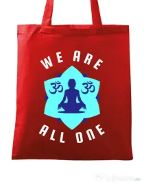 Sacosa din panza We are all one Rosu