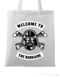 Sacosa din panza Welcome To The Darkside Alb