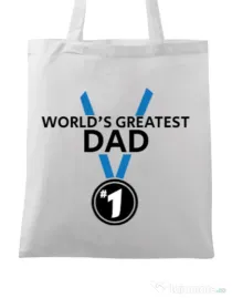 Sacosa din panza World's greatest dad Alb