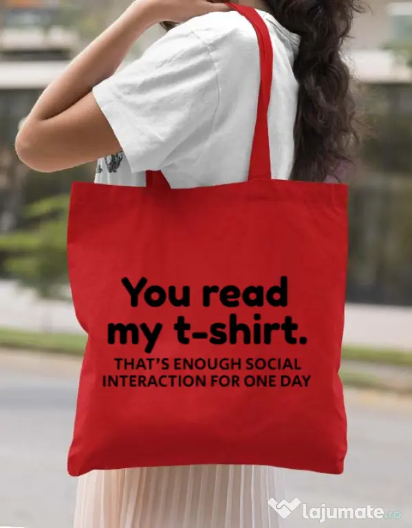Sacosa din panza You read my t-shirt Rosu