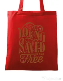 Sacosa din panza Young Saved And Free Rosu