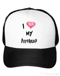 Sapca personalizata I love my boyfriend Alb