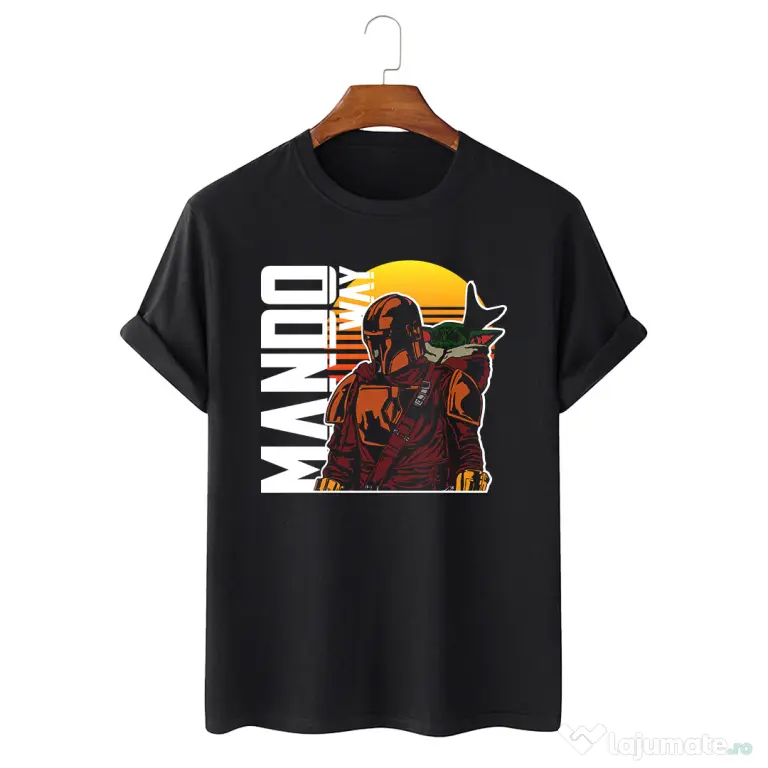 Tricou personalizat negru unisex Mando way