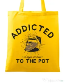 Sacosa din panza Addicted to the pot Galben