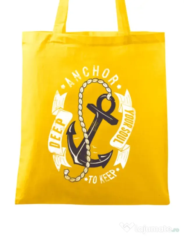 Sacosa din panza Anchor your soul Galben
