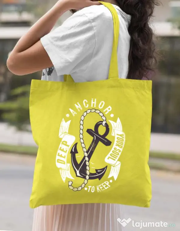 Sacosa din panza Anchor your soul Galben
