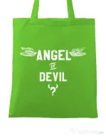 Sacosa din panza Angel or devil Verde mar