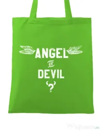 Sacosa din panza Angel or devil Verde mar