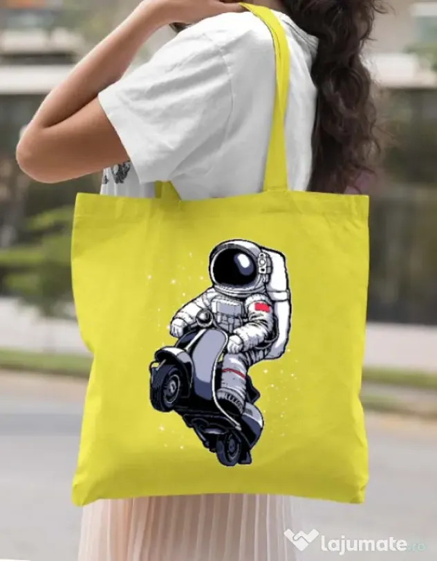 Sacosa din panza Astronaut scooter Galben