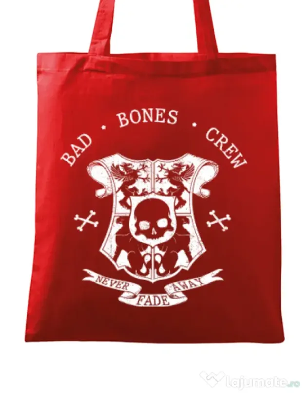 Sacosa din panza Bad bones crew crest Rosu
