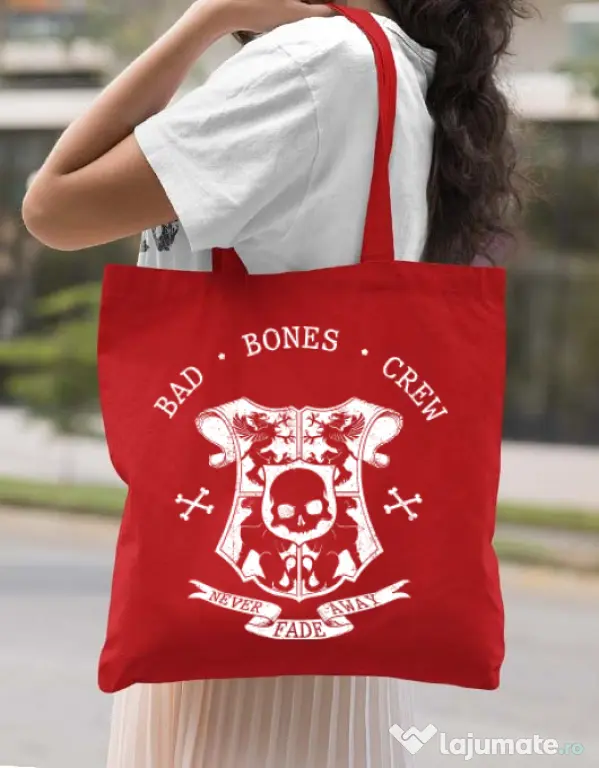 Sacosa din panza Bad bones crew crest Rosu
