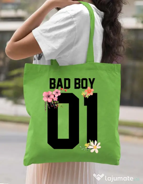 Sacosa din panza Bad boy Verde mar