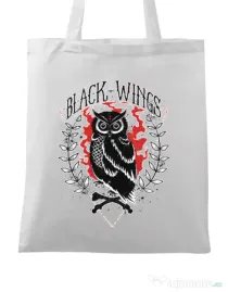 Sacosa din panza Black wings Alb
