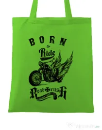 Sacosa din panza Born to ride Verde mar