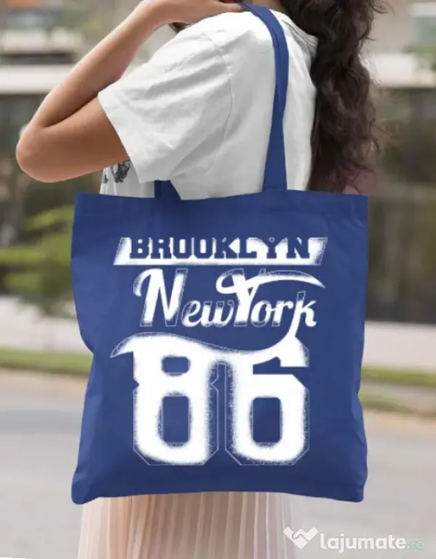 Sacosa din panza Brooklyn Albastru regal