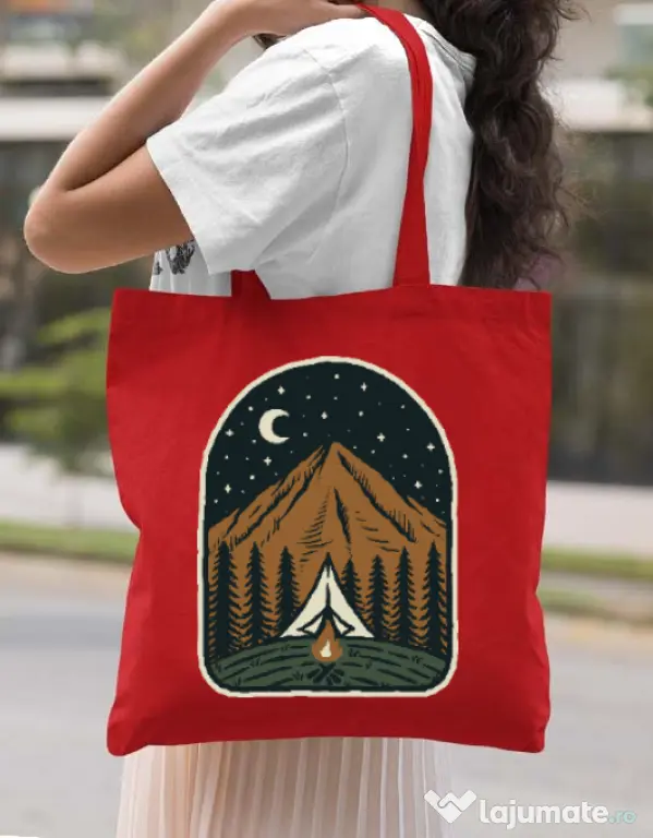 Sacosa din panza Camp mountain night Rosu