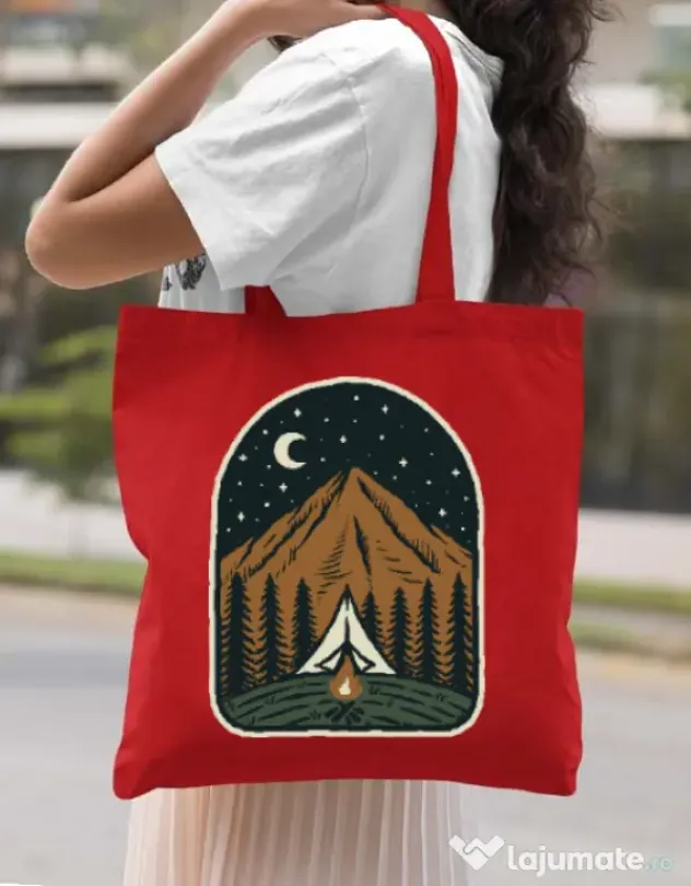 Sacosa din panza Camp mountain night Rosu