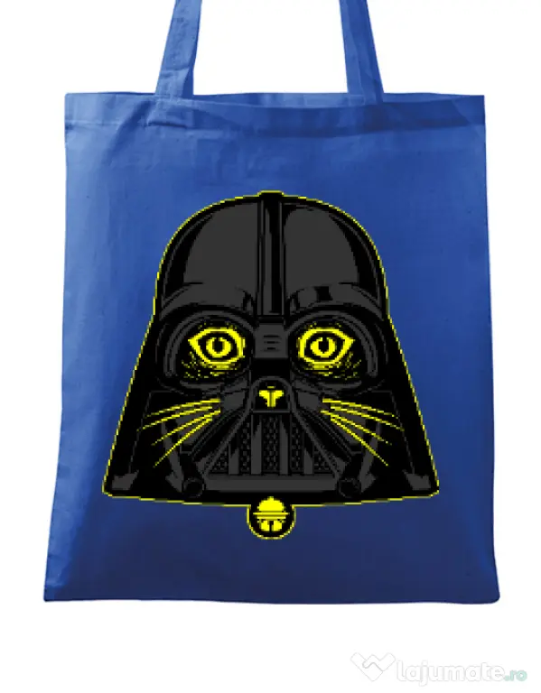 Sacosa din panza Cat Vader Albastru regal