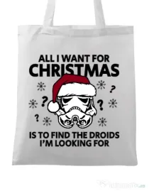 Sacosa din panza Christmas Trooper Alb