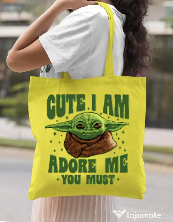 Sacosa din panza Cute I am Galben