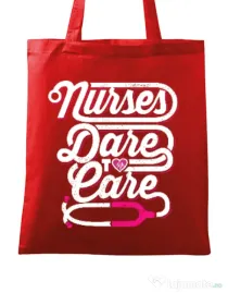 Sacosa din panza Dare to care Rosu
