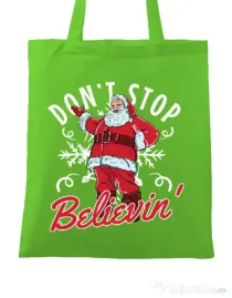 Sacosa din panza Dont stop believin Verde mar