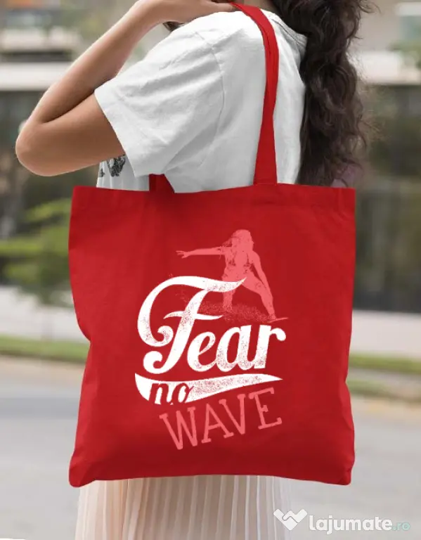 Sacosa din panza Fear no wave Rosu