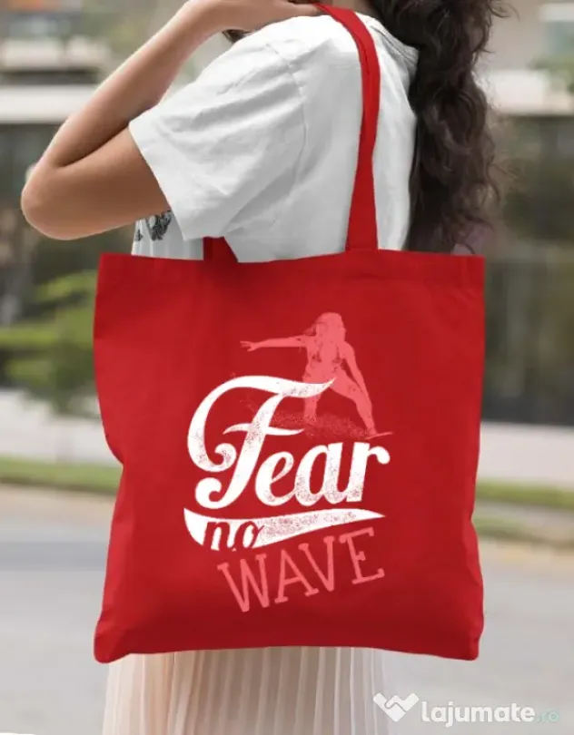 Sacosa din panza Fear no wave Rosu