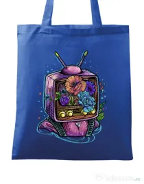Sacosa din panza Flower television Albastru regal