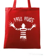 Sacosa din panza Free hugs Rosu