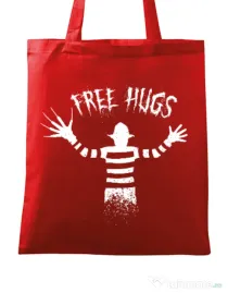 Sacosa din panza Free hugs Rosu