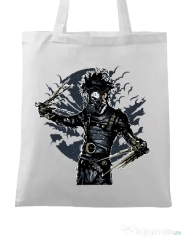 Sacosa din panza Gas mask scissor Alb