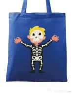 Sacosa din panza Halloween Skull Albastru regal