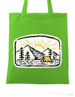 Sacosa din panza Hand drawn camp Verde mar