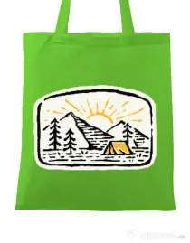 Sacosa din panza Hand drawn camp Verde mar