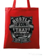Sacosa din panza Hustle for that muscle Rosu