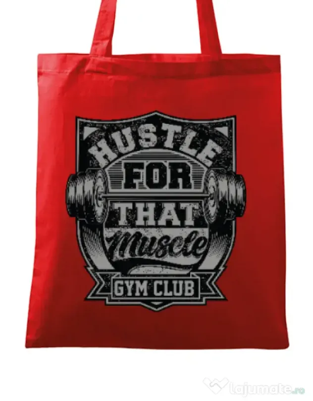 Sacosa din panza Hustle for that muscle Rosu
