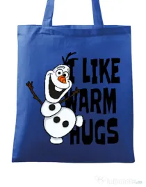 Sacosa din panza I like warm hugs Albastru regal