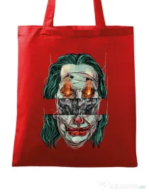 Sacosa din panza Joker skull Rosu