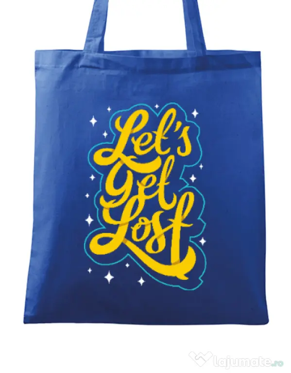 Sacosa din panza Let\'s get lost Albastru regal