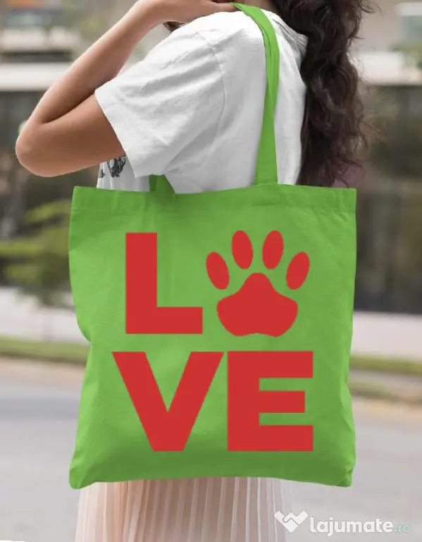 Sacosa din panza Love Kola Kariola Rosu Verde mar