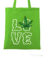 Sacosa din panza Love weed Verde mar