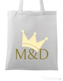 Sacosa din panza M&D QUEEN Alb