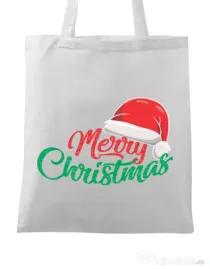 Sacosa din panza Merry schristmas 3 Alb