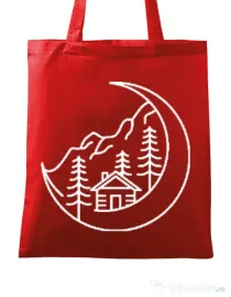 Sacosa din panza Moon life Rosu