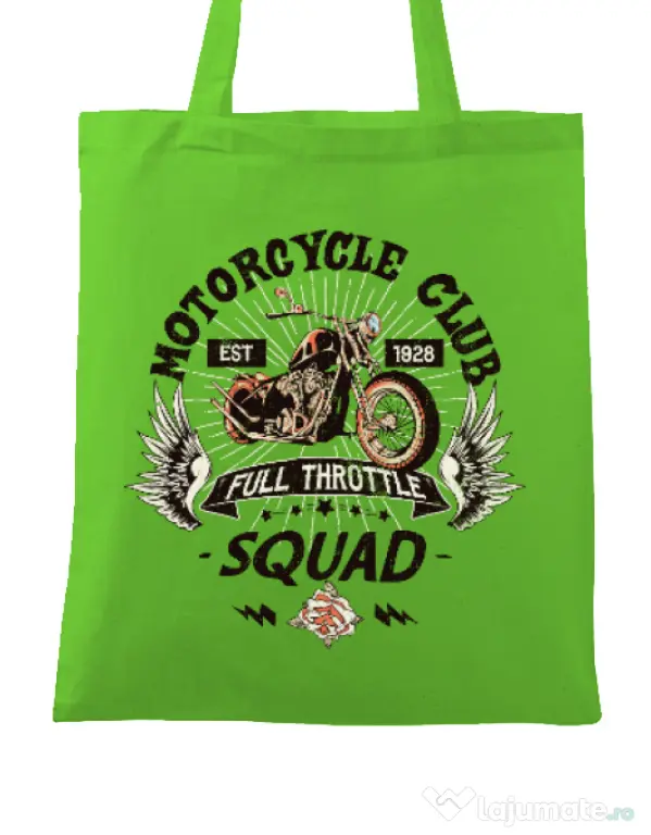 Sacosa din panza Motorcycle club Verde mar